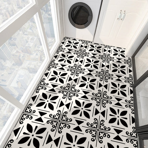 Ornate Monochrome Tile Accents - Captivating Moroccan-Inspired Florals