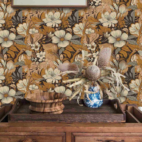 Vintage Floral Forest Wallpaper