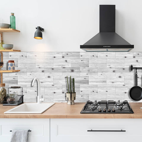 Wood Grain Tile Stickers Waterproof Self-Adhesive Wall Tiles for Kitchen Bathroom Staircase Home Decoration DIY
