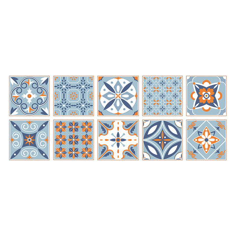 Fresh blue and orange: the fashionable and simple style of tile stickers