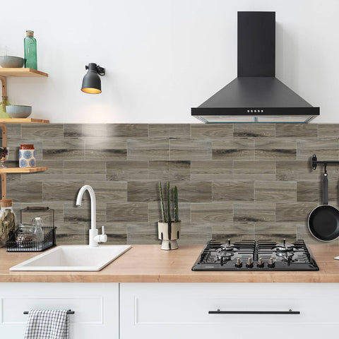 Wood Grain Stickers Waterproof Self-Adhesive Wall Tiles for Kitchen Bathroom Staircase Home Decoration DIY