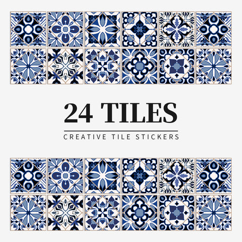 Blue and white classic tile stickers: interpreting the eternal elegance