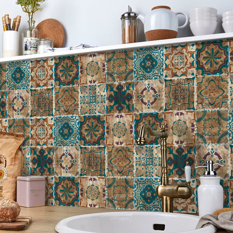 Retro blue-brown tile stickers: interpreting the artistic beauty of the years