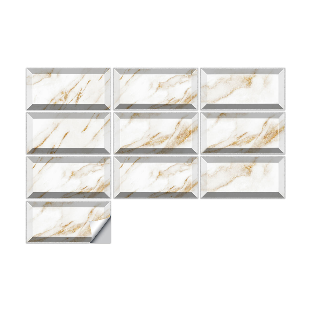 Beige Gold Stone Textured Floor Stickers Luxury Tiles 9pcs