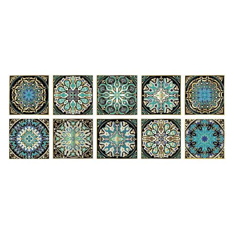 Mysterious blue and gold tone: the exotic style of tile stickers