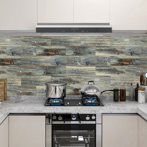 Rustic Blue-Gray Wood Grain Wallpaper