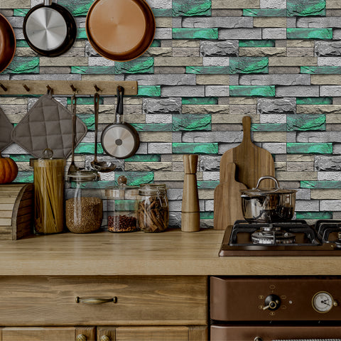 Greenish Blue Stone Texture Wallpaper Rustic Tiles Stickers