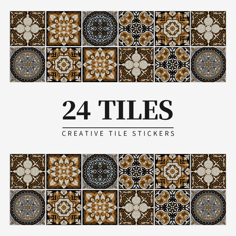 Retro brown-tone tile stickers: interpreting the beauty of classic art