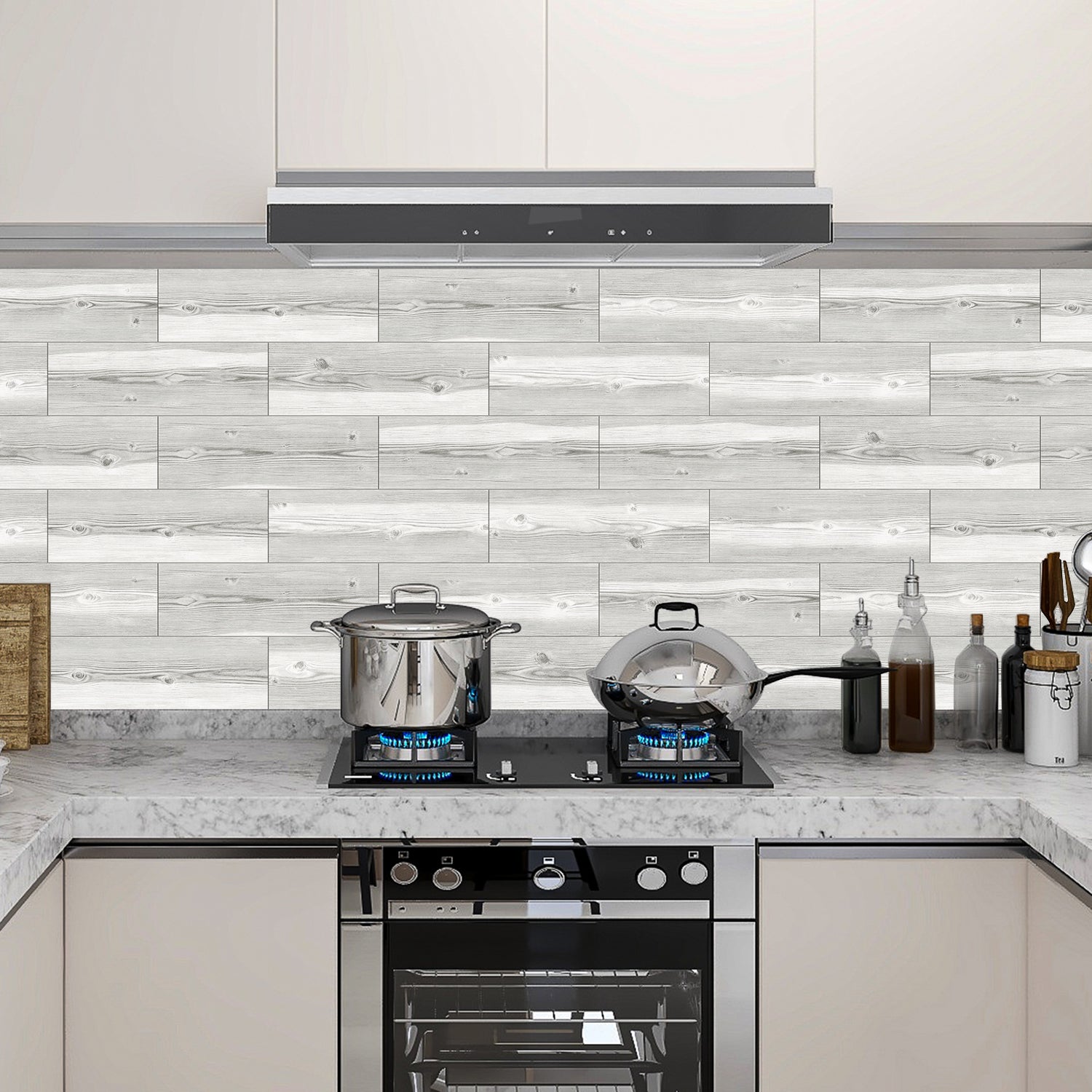 Matte White Wood Wallpaper for Kitchen Remodeling