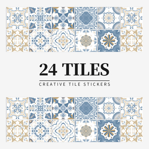 Blue-brown elegant tile stickers: inject retro charm into the space