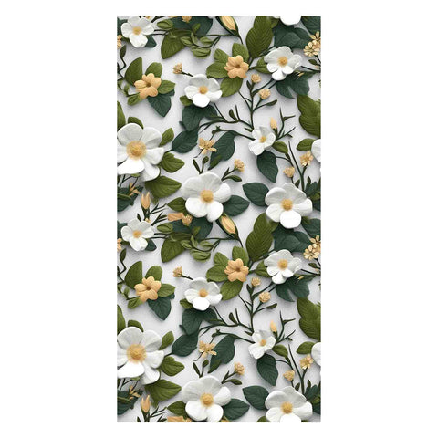 Elegant Floral Forest Wallpaper - Fresh White Flowers and Green Leaves Intertwined