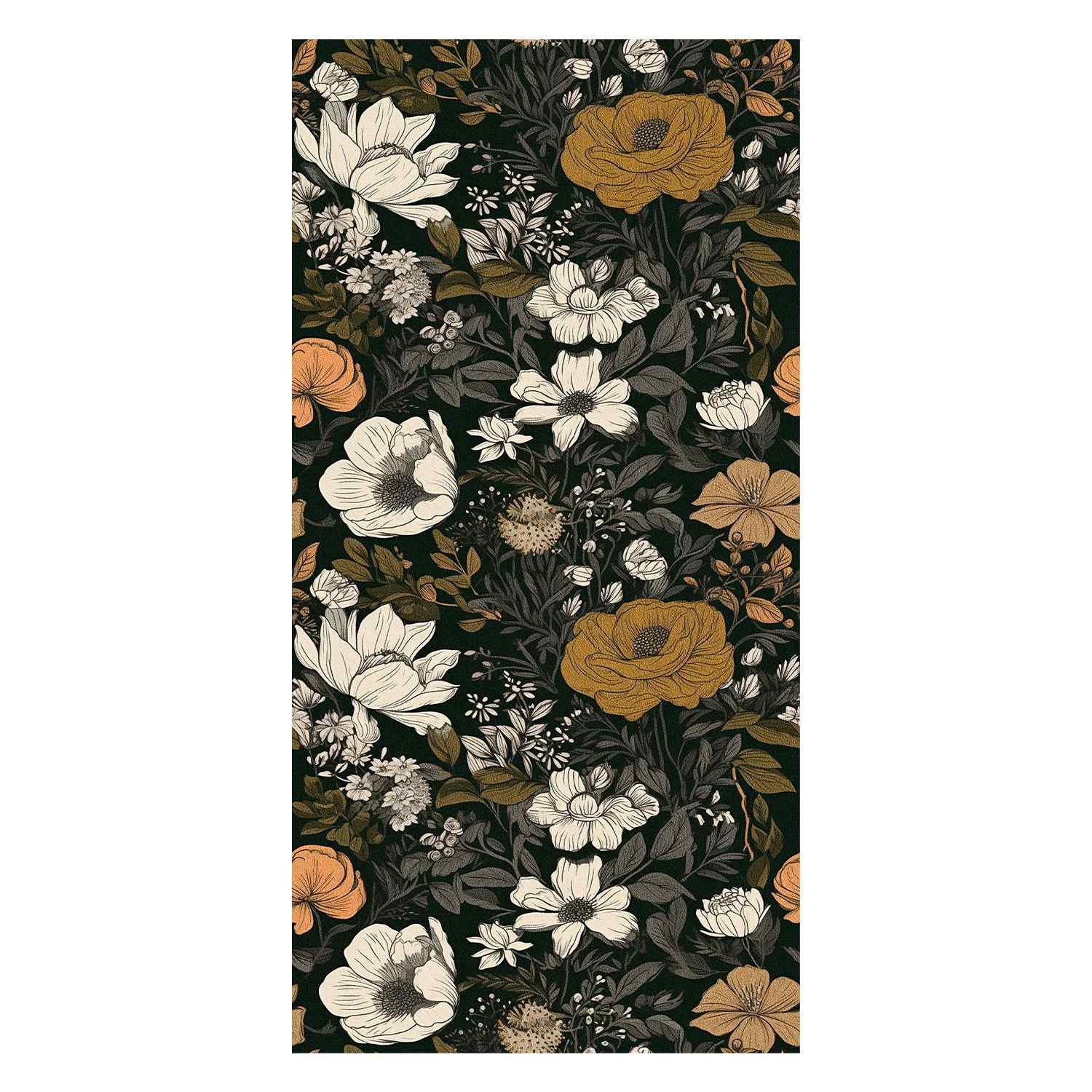 Dark floral wallpaper details
