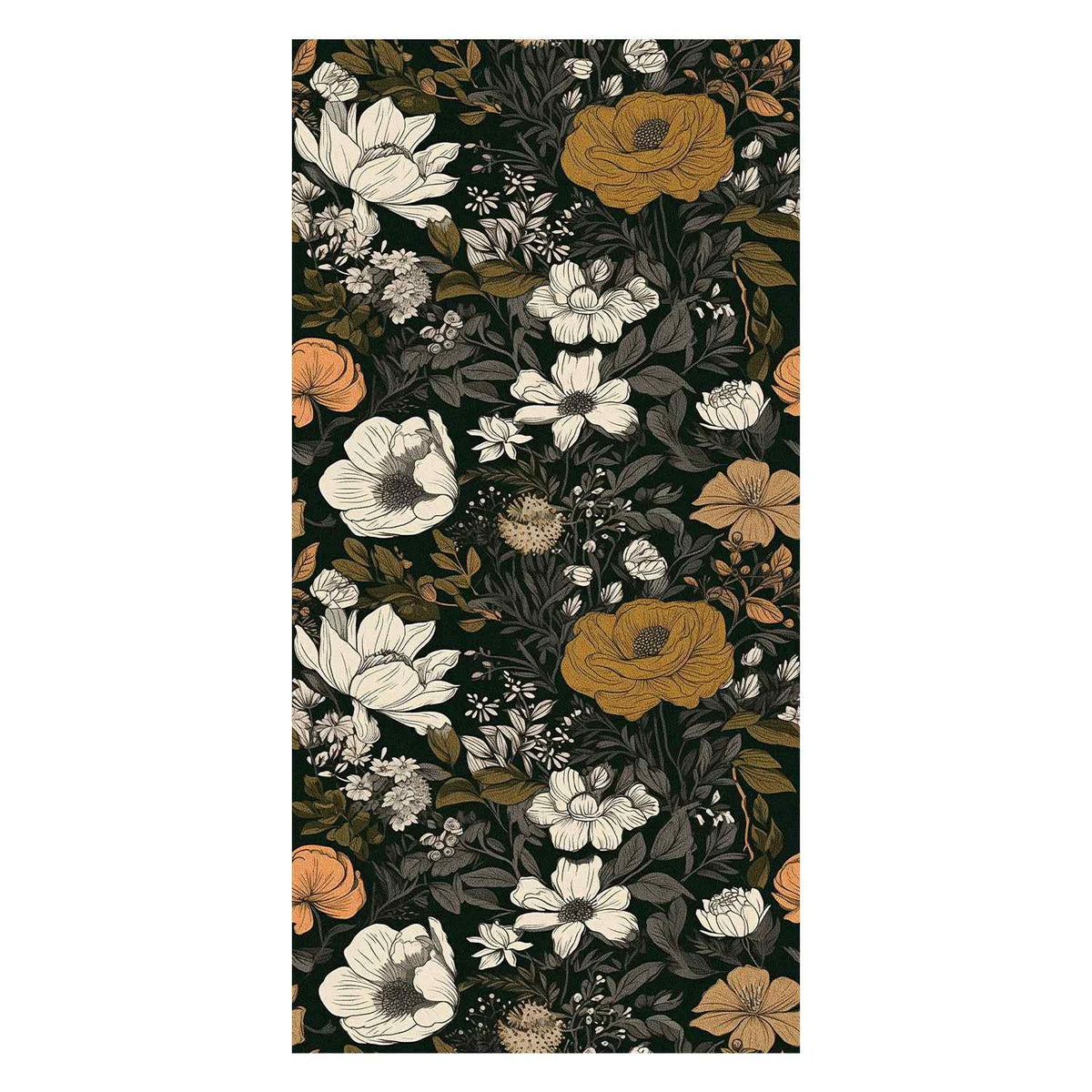 Dark floral wallpaper details