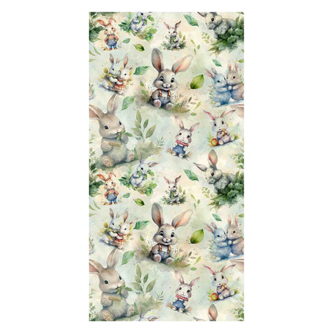 Watercolor Forest Bunny Wallpaper - Fresh Green Leaves and Soft Pastel Hues