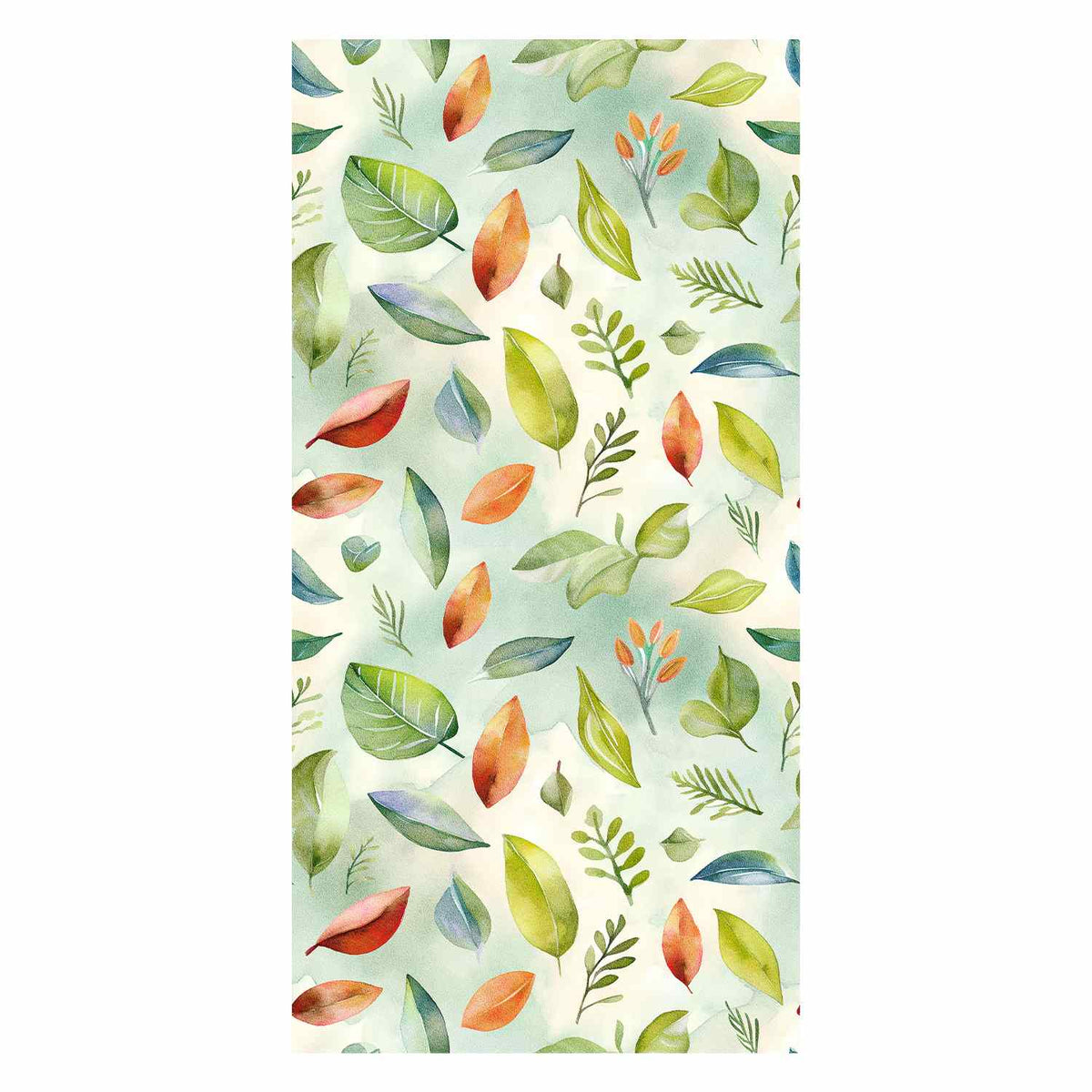 Fresh Watercolor Leaf Wallpaper - Colorful Green Leaves on Soft Blue Background