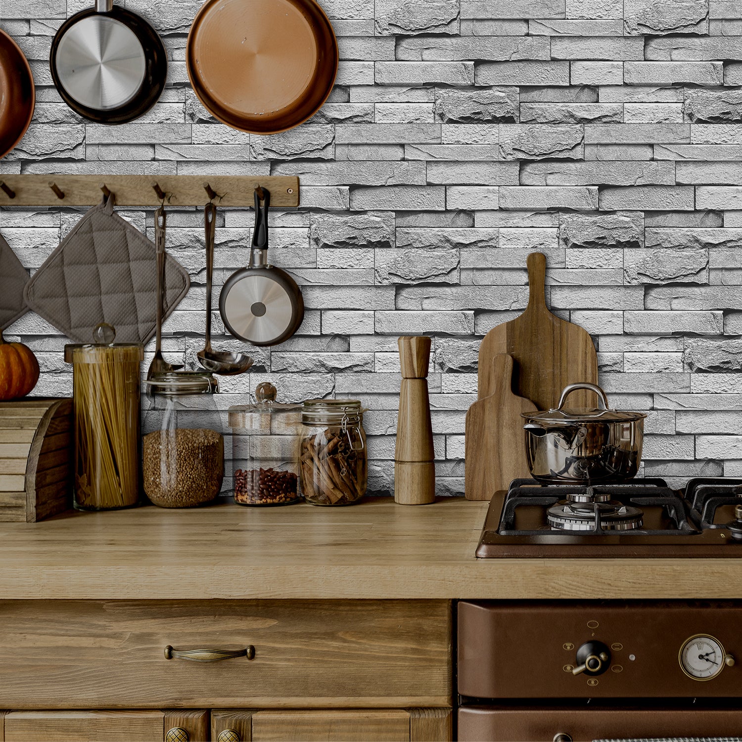 peel and stick stone wallpaper for kitchen