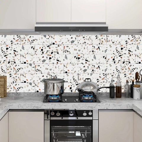 Earthy Terrazzo Mix Peel and Stick Tile Stickers for Kitchen Backsplash and Bathroom