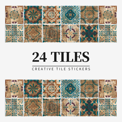 Retro blue-brown tile stickers: interpreting the artistic beauty of the years