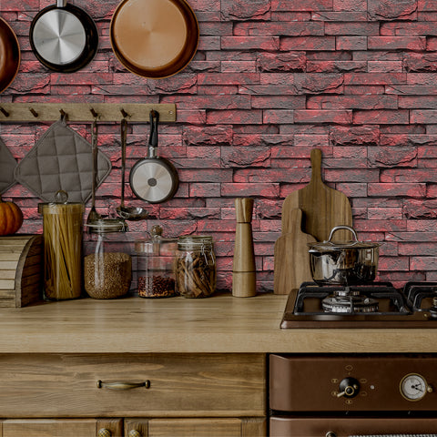 Dark Red Stone Texture Wallpaper Rustic Tiles Stickers