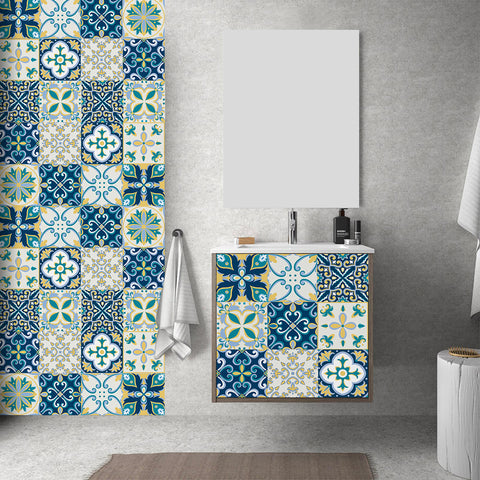 Fresh blue and yellow: the artistic vitality of tile stickers