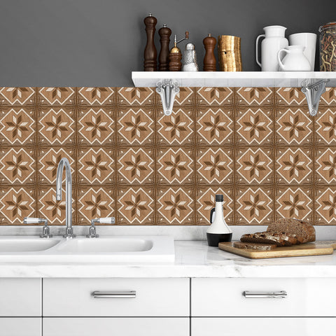 Decorative Wood Grain Contact Paper with Geometric Floral Patterns - Waterproof Vinyl Wallpaper