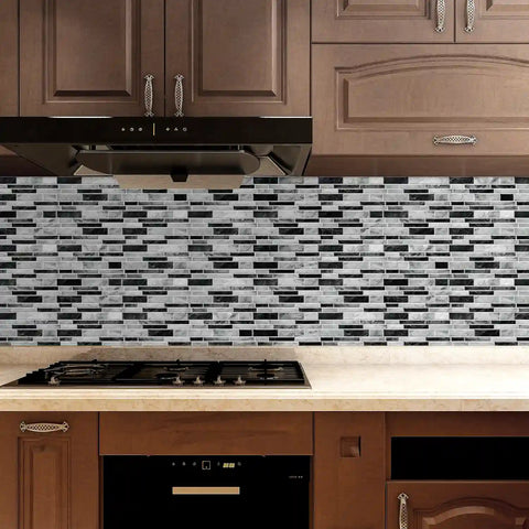 Special Shaped Marble Tile Sticker (Mixed Grey) 12pcs Peel And Stick Wallpaper Luxury and Elegant Style Wall Decor