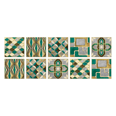 Fashionable gold and green tone: the modern art style of tile stickers