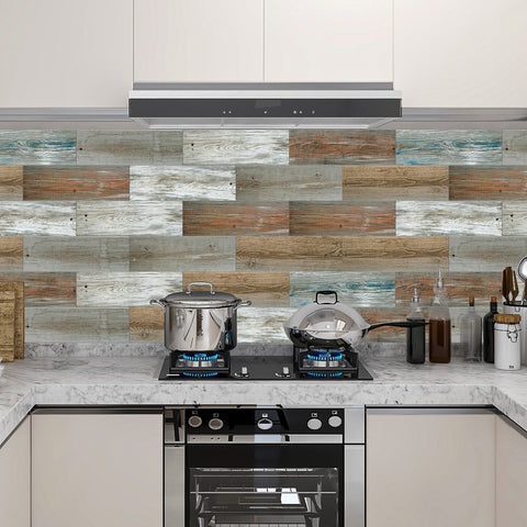 Multi-Color Rustic Wood Panel Wallpaper