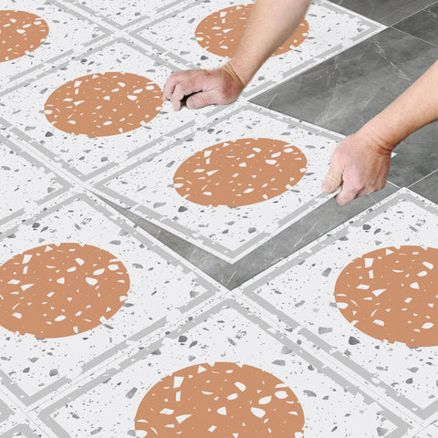 Contemporary Orange Circle with Speckles Tile Sticker