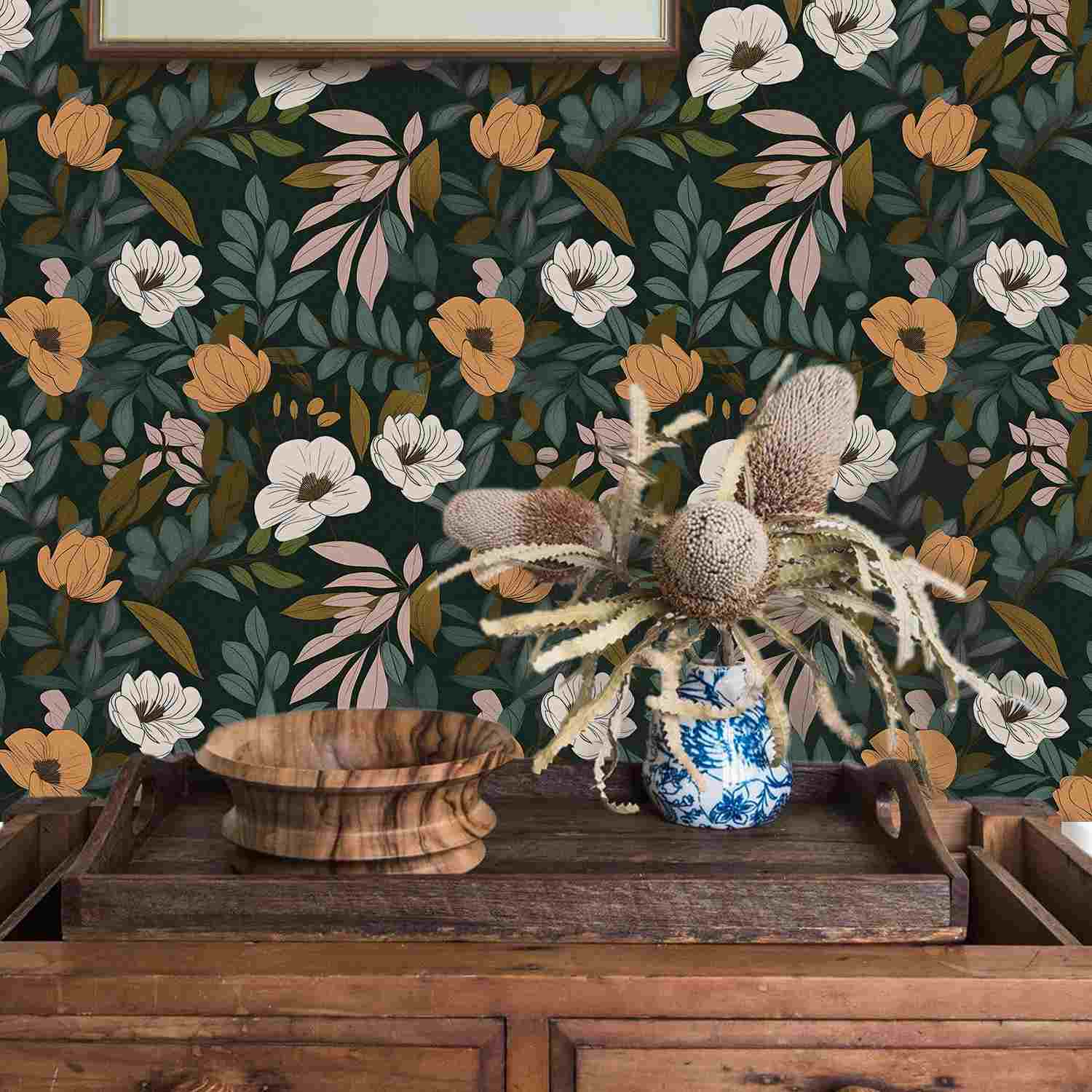 dark vintage floral wallpaper little floral