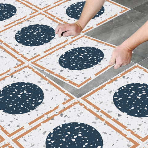 Terrazzo Style Blue Circle Tile Decal
