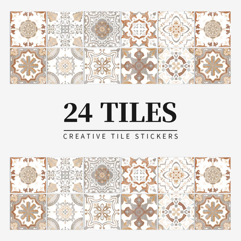 Warm brown retro tile stickers: create a warm and nostalgic atmosphere