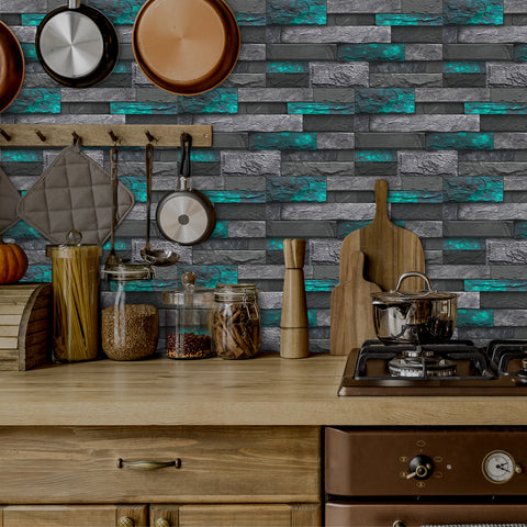 Blue and Green Stone Texture Nature Wallpaper Rustic Tiles Stickers