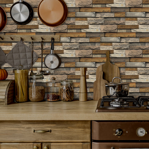 Light Brown Stone Texture Wallpaper Rustic Tiles Stickers