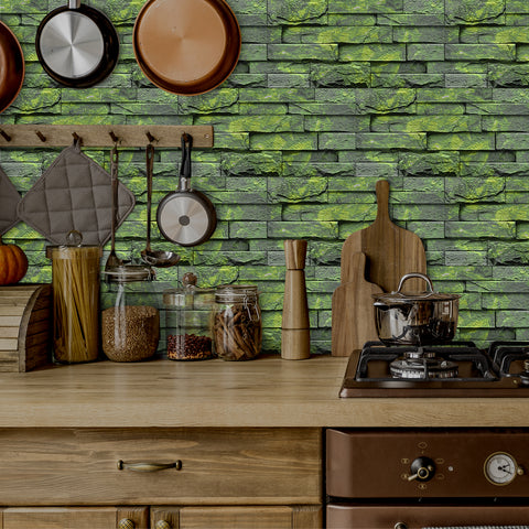 Emerald Green Stone Texture Wallpaper Rustic Tiles Stickers