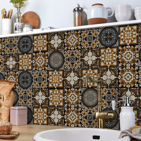 Retro brown-tone tile stickers: interpreting the beauty of classic art