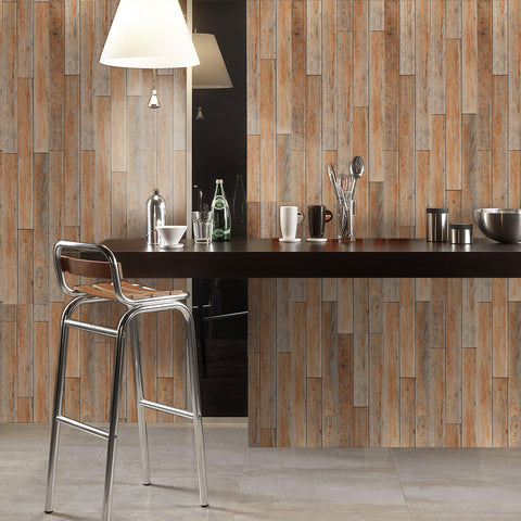 Stylish Brown Peel and Stick wood plank wallpaper for Interior Decoration