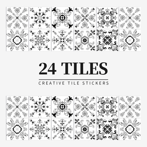 Black and white classic tile stickers: a simple but not simple artistic choice