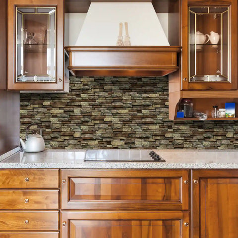 Special Shaped Marble Tile Sticker (Dark Brown) 12pcs Peel And Stick Wallpaper Luxury and Elegant Style Wall Decor