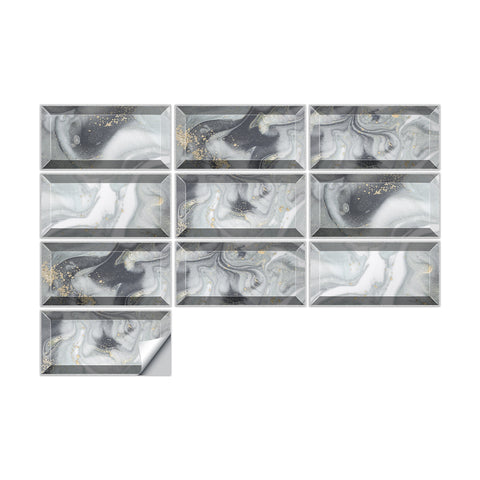 Grey Gold Marble Textured Floor Stickers Peel and Stick Luxury Tiles 9pcs