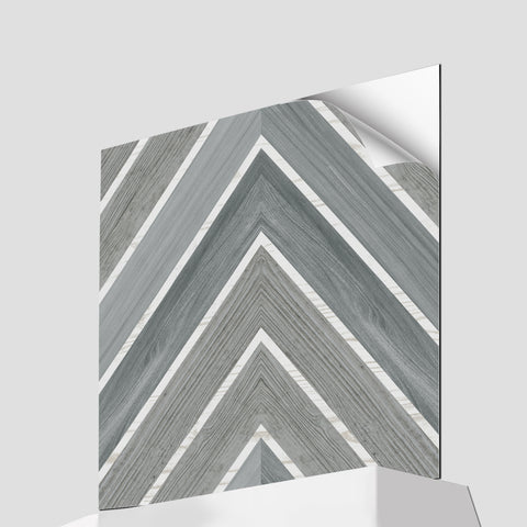 Herringbone Grey Wood Peel and Stick Vinyl Flooring Display Drawing