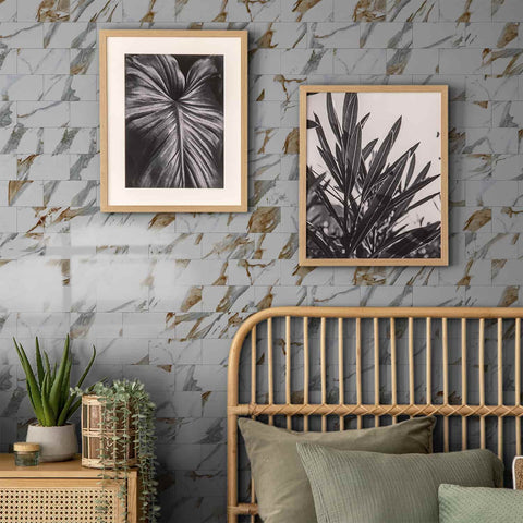 Grey and brown ink Marble Peel and Stick FLoor Tile Stickers Bathroom Self Adhesive