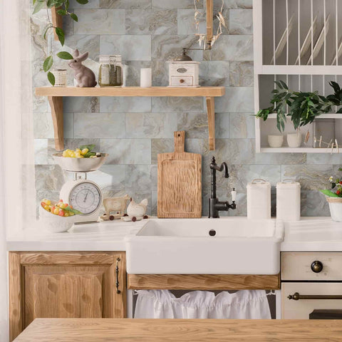 White Gold Marble Peel and Stick Kitchen Retro Design Easy Apply