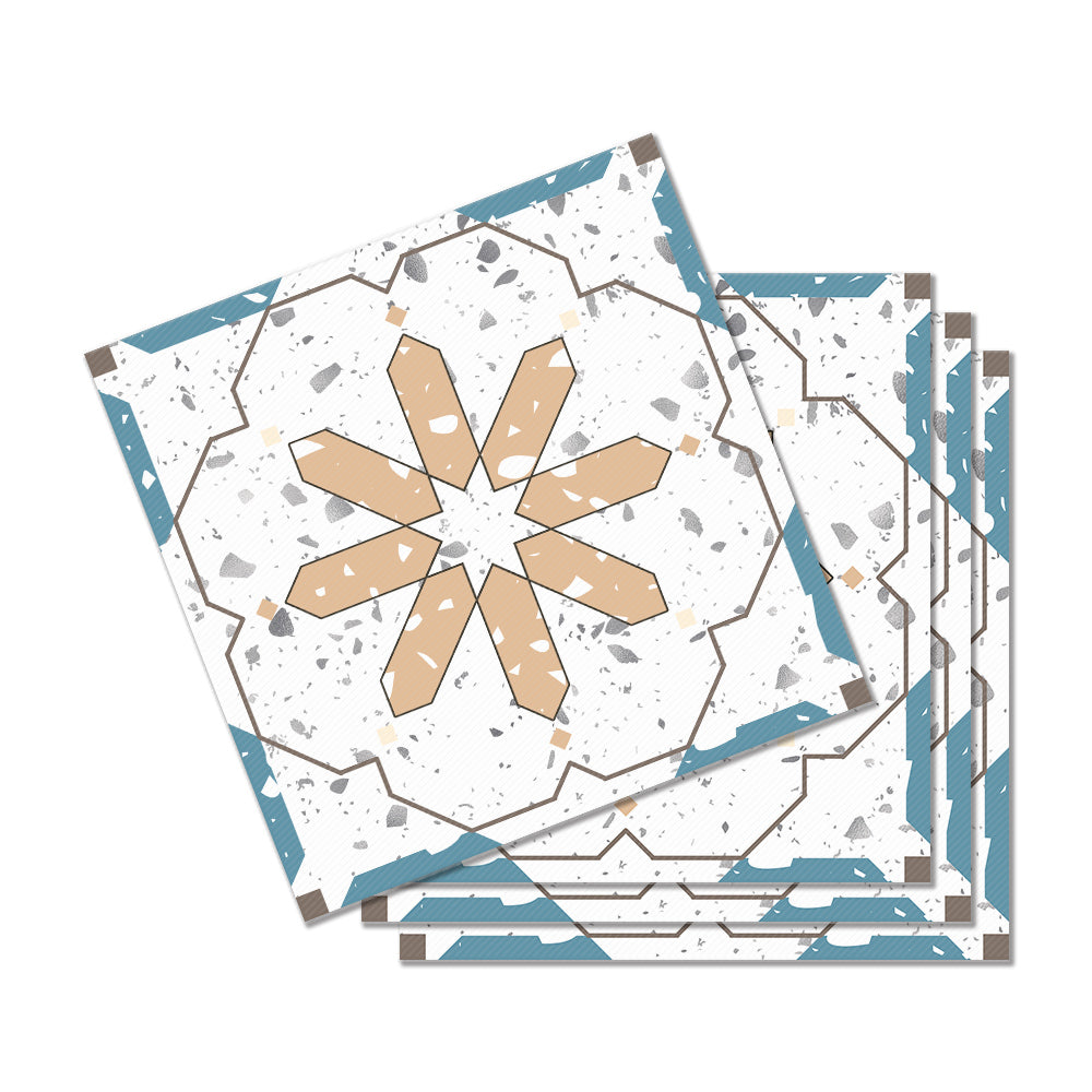 Vintage Style Tile Stickers with Blue and Yellow Patterns