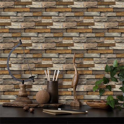 Light Brown Stone Texture Wallpaper Rustic Tiles Stickers