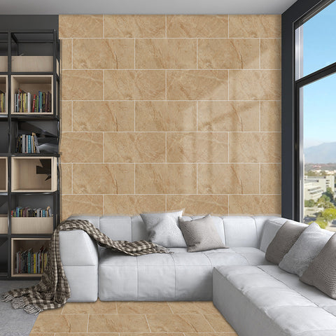 Peel and Stick Brown Marble Effect Tile Floor Sticker Decals