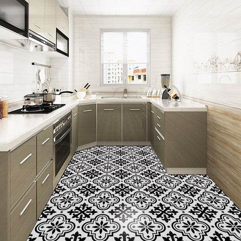 Sophisticated Monochrome Tile Overlays - Bold Floral and Geometric Accents