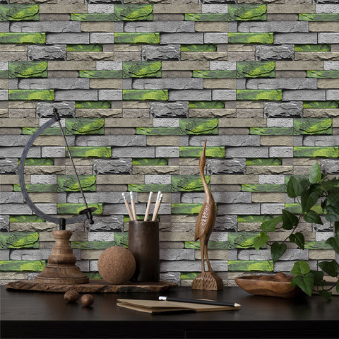 Light Green Stone Texture Wallpaper Rustic Tiles Stickers