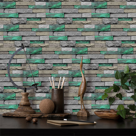 Greenish Blue Stone Texture Wallpaper Rustic Tiles Stickers