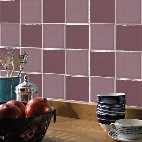 Pinkish Purple Modern Glazed Wallpaper Square Tile Sticker 10PCS